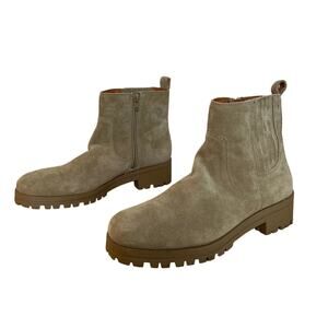 Lucky Brand Hazyl Suede Leather Lug Sole Chelsea Ankle Boots Size 9 Tan Zip